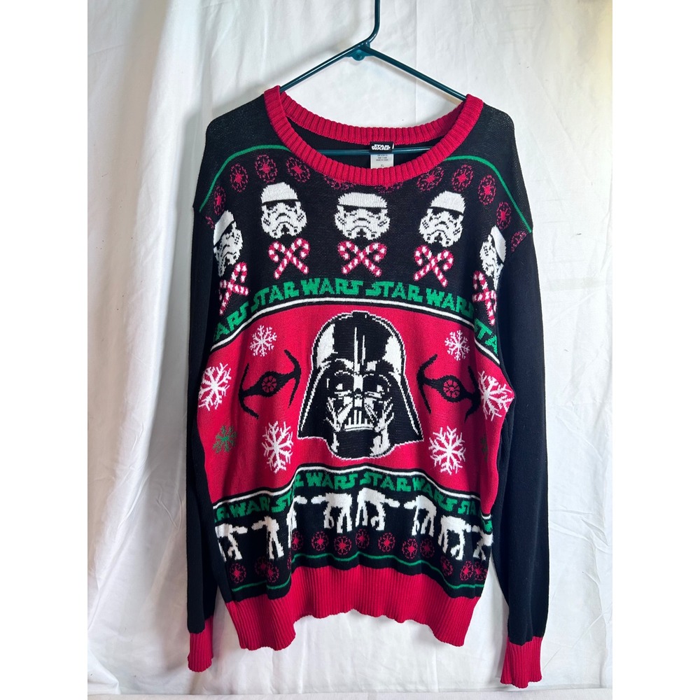 Star Wars Ugly Christmas Sweater XL Black Darth Vader Stormtrooper Mens